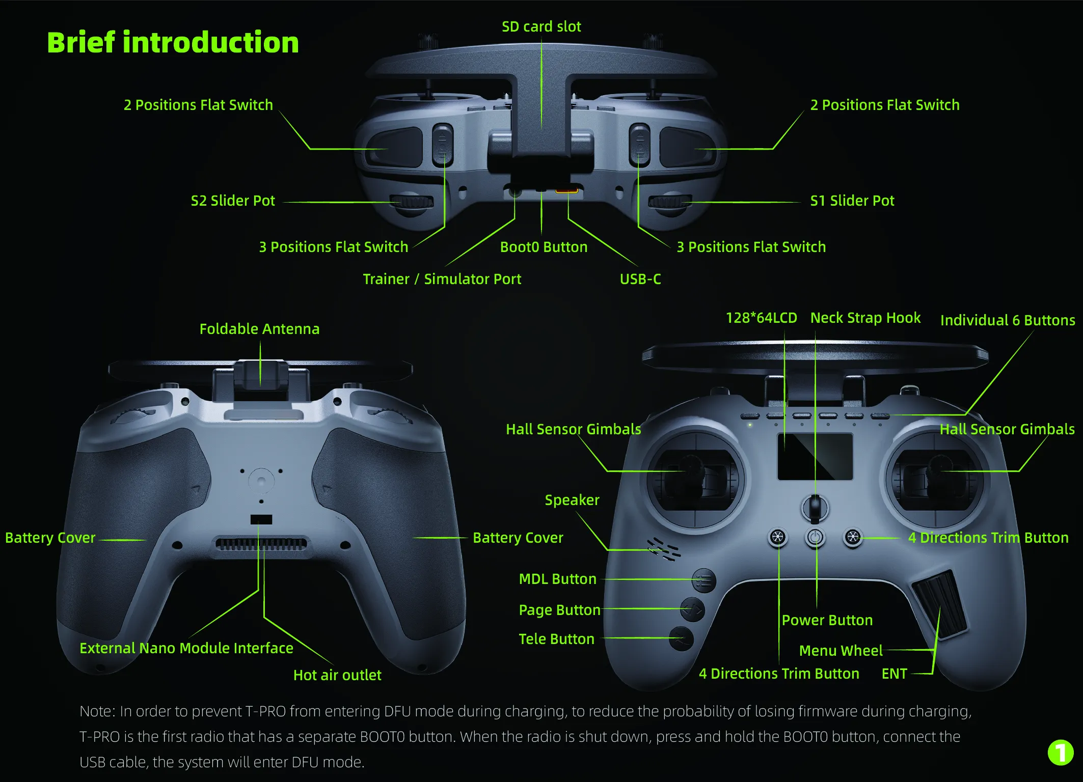 Radio Control Jumper t pro 2.4G 100mW ExpressLRS ELRS módulo Hall Sensor Gimbals - Imagen 2
